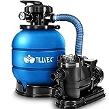tillvex Depuradora Azul de Agua para Piscina 10 m³/h - 5 Funciones de Filtrado - Bomba de Filtro de Arena con Válvula