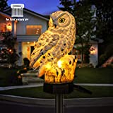 WHATOOK Luz Solar Exterior Búho, Luces Solares Inalámbricas Impermeables, Lámpara LED Energía Solar Césped, Luz Noche para Jardín, Terraza, Patio, Fiestas, Iluminación, Encendido Apagado Automático
