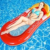 Hamaca para piscina con malla, colchón de aire para adultos, hamaca de agua, colchón de aire con red, hamaca de agua, piscina, flotadora, cama flotante (160 x 75 cm, rojo)