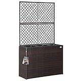 CASARIA Macetero de Jardín Enrejado Marrón Poliratán 146x83x30,5 Jardinera 3 Macetas Internas Drenaje