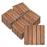 Outsunny Set de 27 Baldosas de Madera 30x30 cm con Área de 2,43 m² Losetas Sistema de Clic para Balcón Terraza Jardín Marrón