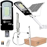 Farolas solares exterior potentes,INVENCIA 100W,166LEDS,100m2,IP65,2500 lm,6500K,Farola solar exterior,Farola led solar exterior,Luces solares led exterior jardin,Focos led exterior,Luz led,Panel sola