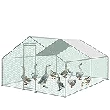 Sonnewelt Gallinero de acero galvanizado, 3 x 4 x 2 m, para animales pequeños, gallinero, techo con techo y puerta para jaula de mascotas, jaula de pollo, jaula de pájaros, animales pequeños plantas
