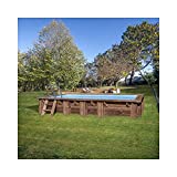 Gre KPBRC620 KPBRC620-Piscina Rectangular SUNBAY 618 x 320 x 130 cm Con escalera Ext. Madera/Int. INOX y filtro de Arena 10 m3/h