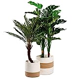 Sablank - Pack cestas para Plantas 25 + 20 cm - Cubremacetas Interior - Maceteros Decorativos Interior Grandes - Macetas Decorativas Interior de Algodon