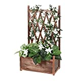 unho Jardinera con Enrejado PГ©rgola Arriate, Macetero Caja de Flores con Celosia Exterior Maceta Planta Soporte Trepadoras Macetero con Espalda para JardГ­n BalcГіn Patio 64 x 36,5 x 115 cm