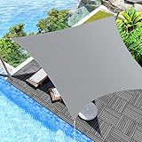 Eterbiz Toldo de vela de 2 x 2 m, resistente al agua, cuadrado, 95% de bloqueo UV con cuerda libre, para jardín, playa, patio (gris)