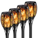 JUWUGU Luces Solares para Exteriores, Antorcha Solar Con llamas Parpadeantes, Luces de llama a Prueba de Agua, Decoración de Paisaje para Jardín, Camino, Patio, Encendido/Apagado Automático（4Pack）