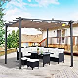 Outsunny PГ©rgola de Aluminio Gazebo Cenador 3x3m para JardГ­n Patio o Terraza con Techo RetrГЎctil Tela PoliГ©ster Resistente a Agua y UV