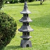 Wanda collection Linterna japonesa pagoda de piedra de lava jardín zen 100 cm