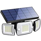 intelamp Luz Solar Exterior 6000mAh Batería Focos Led Exterior Solares 1200LM Luz Solar Exterior con Sensor de Movimiento Foco Led Exterior Caminos Garajes luces de jardin (1 paquetes)