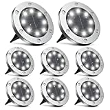 Luces led solares para exteriores, gabless luces solares led exterior jardin, luz solar exterior IP65 impermeable, Luces solares Jardin 8 LEDs, luces solares exterior para Jardin, Césped, 8pcs