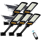 5 Piezas 80W Farolas Solares Exterior LED, Luz Exterior con Placa Solar y Mando a Distancia, Impermeable IP67, 84LEDs, 6500K Luz Blanca fría, Luces Solares para Caminos, Jardines y Muros