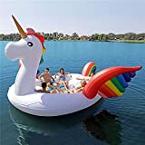 TMIL Flotadores De Piscina De Flamenco Unicornio Gigante para 6 Personas para Adultos Y Niños, Flotadores Inflables Portátiles De 15,7 Pies con Válvulas Rápidas para Juguetes De Piscina,Unicorn