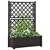 Festnjght Jardinera con Celosia Macetero con Enrejado Jardinera Rectangular Macetas jardín Plantas Rosas balcón jardinería Interior Exterior 100 x 43 x 142 cm Gris Antracita