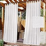 Cortinas De Exterior, Parte Superior Con Lengüeta Adhesiva Desmontable Para Colgar Y Desenganchar Fácilmente,impermeable Cubierta De Cortina Blanca Transparente, 2 Paneles (2x 132x213 cm,Blanco)