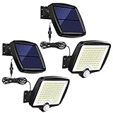 Lámparas solares para exteriores, MPJ 118 LED, lámpara solar exterior con detector de movimiento, IP65, resistente al agua, lámpara solar para jardín con cable de 5 m [2 unidades]