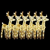 vidaXL 6X Renos de Navidad 240 Leds Decoración Iluminación Navideña Adorno Fiesta Exterior Interior Jardín Césped Acrílico Blanco Cálido