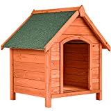 TecTake 403229 Caseta de Madera Maciza para Perro, Casa para Mascotas Animales, Construcción Resistente, Techo Extraíble, Ideal Exterior Interior Jardín, 72x65x83cm
