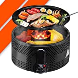 Bonplus BP | Grill Portátil | Barbacoa Sin Humo | Parrilla de Mesa | Ventilador de batería | Fácil de Limpiar | Cocción Uniforme | Antiadherente