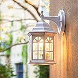 Industrial Vintage Exterior E27 Aplique de pared Aluminio Edison Glass Impermeable IP44 Aplique de pared Lámpara Porche Patio Balcón Jardín Paisaje Luces Retro Loft Café Accesorios de ilumi (Blanco)