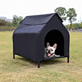 Amazon Basics - Caseta para mascotas, elevada, portátil, pequeña, negra