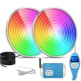 LyLmLe Foco LED Piscina Relleno de Resin, 35W PAR56 Lámpara Piscina RGB Regulable Multicolor Sincronizada LED Bombilla con Remoto, Ángulo de Haz de 140 °,IP68 Impermeable, 12V AC(2 Focos)