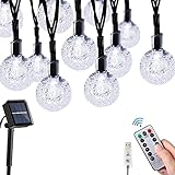 Fousômo Energía Solar & USB Luces de Hadas 36 Pies 60 LED Luces de Globo de Cristal Decorativas 8 Modos Luces de Cadena Solares Exterior & Interior Iluminación de Jardín de Carnaval