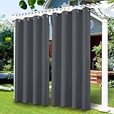 Cortinas de Exterior, Cortinas Opacas, Resistentes al Agua, Cortina Exterior con Ojales, para Porche, Pérgola, Patio, Puerta Corrediza/Cenador (2 PCS / 254 X 241cm, Gris Oscuro)