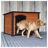 JYCCH Casetas para perros para exteriores de madera maciza impermeables, casetas para perros al aire libre Casetas de madera, para Golden Retriever Teddy Cat Pet,Marrón,33.46 x 25.59 x 26.37in