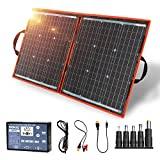DOKIO - Kit de panel solar de 80W monocristalino portátil plegable para carga de batería de 12 V con controlador de salida USB, impermeable para camping, caravana, barco