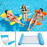 Sinwind Hamaca Flotante, Hamaca de Agua 4 en 1 Piscina Tumbona Hamaca Inflable de Agua Flotante colchoneta Piscina Tumbona Flotante Hamaca Flotante para Adultos Cama Flotante de Agua (Azul)