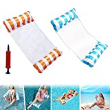 Hamaca de Agua, 2 Piezas Hamaca Flotante, Cama Flotante de Agua, Hamaca Inflable, Colchonetas para Piscina con 1 Bomba de Aire, para Piscina en la Playa, Fiesta para Tomar el Sol