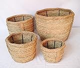 Macetero Circular Artesanal de Esparto. Estructura de Forja. (40cm, 30cm)