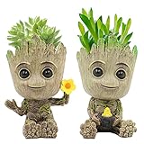 Baby Groot Maceta, 2 Piezas Maceta Maceta Baby, Figura Groot, Macetas de Plantas Suculentas, Adorno de Escritorio, Maceta de Plantas con Agujero de Drenaje, Regalos para los Niños