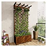 Cama Elevada con Enrejado, Jardinera Elevada Exterior con Orificios De Drenaje Macetero De Madera para Trepar Flores Contenedor Vertical para Plantas De Interior Y Exterior