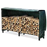 VOUNOT Soporte de Madera de 2 Metros | Estante de Registro de Chimenea | Registro de leña con Tapa | Soporte de Almacenamiento de Madera para Interiores al Aire Libre | Negro