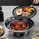 Lixada Barbacoa de Carbón sin Humo Parrilla de Barbacoa de Carbón Parrilla de Barbacoa Coreana Antiadherente Portátil Barbacoa