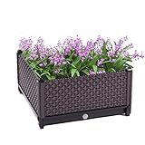 Jardinera de exterior autoriego elevada, camilla, maceta elevada de jardín para interiores para verduras frescas, hierbas, flores y plantas grasas, fácil de montar (1)