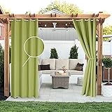 PPGE Home Cortina de Exterior Impermeable 1 Panel Resistente al Viento Cortinas para Pérgola con Ojales para Balcón,Jardín o Patio Cortinas Opacasgreen-210x230cm