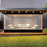 AWSAD Cortinas para Pérgola Transparente Lona Alquitranada Paneles 0,5mm PVC Cortina de Exterior Impermeable con Ojales para Porche,Pérgola,Cabaña (Color : Negro, Size : 2X2m)