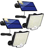 MPJ 106 LED, lámpara solar para exterior con detector de movimiento, IP65, resistente al agua, ángulo de iluminación de 120°, lámpara solar de pared para jardín con cable de 5 metros, 2 unidades