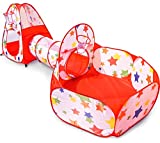 NUBUNI 3 en 1 Tienda Campaña Infantil : Piscina de Bolas + Casita Infantil + Tunel Infantil: Plegable Parque Bebe Bolas Infantil Jardín Exterior Interior Juguetes Niños Niñas Bebes Casitas Tela Tipi A