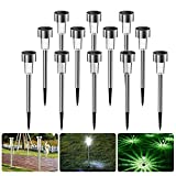 Luces solares Jardín, Nasharia 12 Pcs IP65 LED al Aire Libre Lamparas solares Jardín/Paisaje Impermeable, Energía Solar Luces Jardín, Acero Inoxidable Luz Solar de Césped Para Pasillo, Césped, Patio