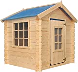 TIMBELA M570M-1 Casa de Madera para niños Exterior - Casita de Campo para niños - 111 x 113x A121 cm Casa de Juguete de Exteriores - Casa Jardin niños Madera (Tetto-Colore Azul)