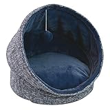 Croci Caseta/Caseta Igloo para Perros y Gatos Glam, Tejido Decorativo + Piel sintética, desenfundable, tamaño 44 x 44 x 48 cm, Color Azul – 2250 g