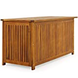CASARIA Baúl de Madera de Acacia Maciza 115x50x59cm Funda Protectora Interior Cajón de Jardín Arcón Cojines