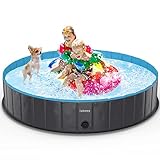 lunaoo Piscina para Perros, Bañera Plegable para Mascotas, Antideslizante y Resistente al Desgaste Bañera para Niños Natación Piscina para Mascotas Perros 80cm / 120cm / 160cm