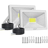 Foco LED 50W, CLY 2 Pack Foco Led Exterior Blanco Frío 6500K IP66 Impermeable Luz de Seguridad Foco Proyector Potente 4300LM Iluminación Exterior para Jardín, Garaje, Terraza, Patio