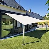 Sunnylaxx 3x4m Impermeable Toldo Vela de Sombra, Rectangular Crema Toldos Exterior Terraza Protección Rayos UV para Exteriores, Pergola, Jardín,Terrazas
